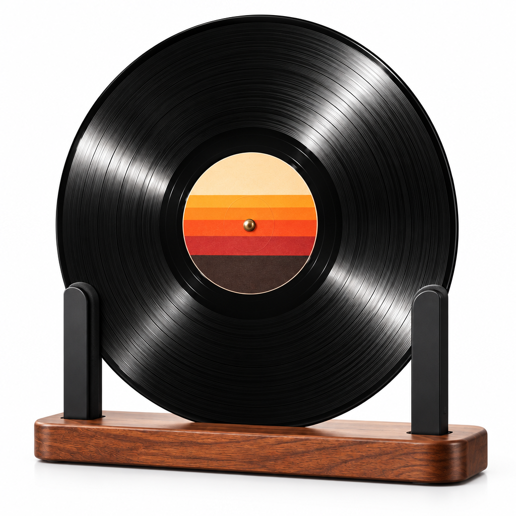 Minimalist Wood-Base Vinyl Record Display Stand — view 2
