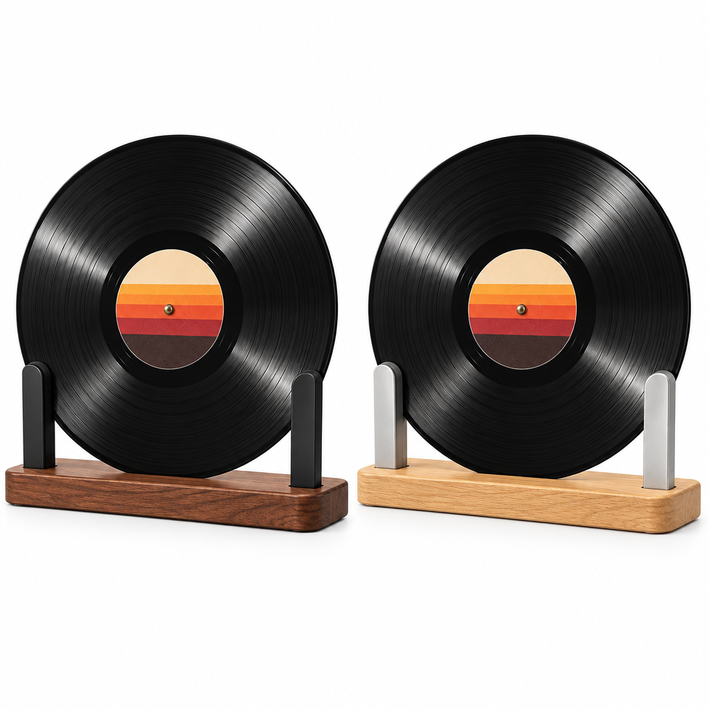 Minimalist Wood-Base Vinyl Record Display Stand — view 5