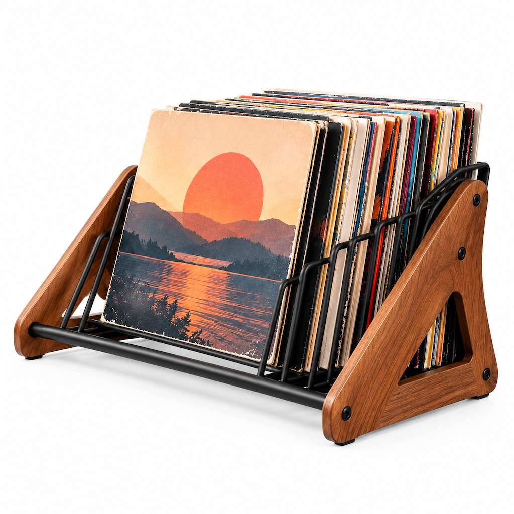 Mid-Century Vinyl Record Flip-Through Rack — view 2