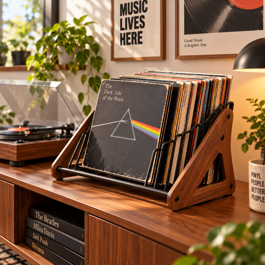 Mid-Century Vinyl Record Flip-Through Rack — view 3