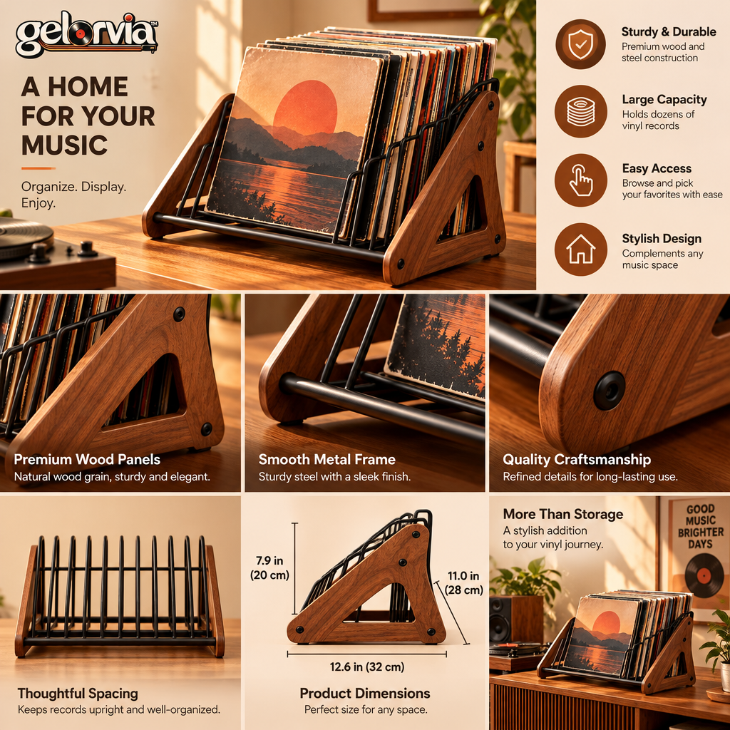 Mid-Century Vinyl Record Flip-Through Rack — view 5
