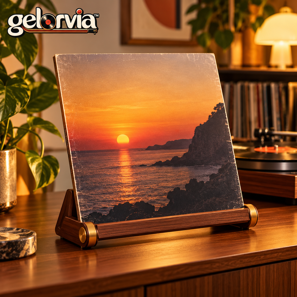 Retro Wood Album Cover Display Easel — view 1