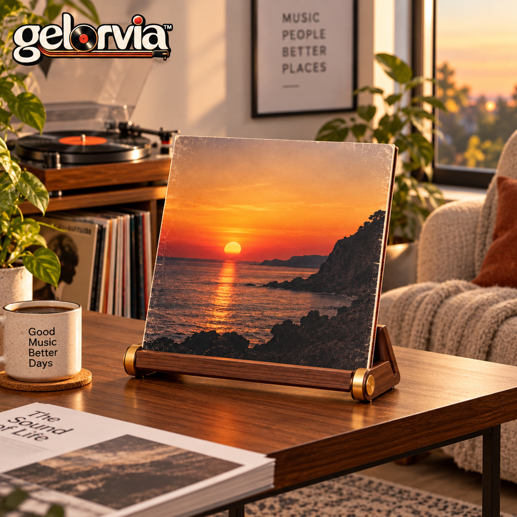 Retro Wood Album Cover Display Easel — view 3