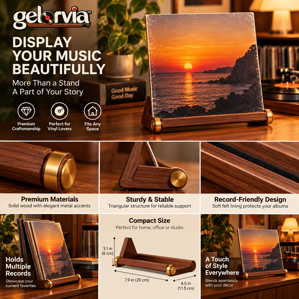 Retro Wood Album Cover Display Easel — view 4