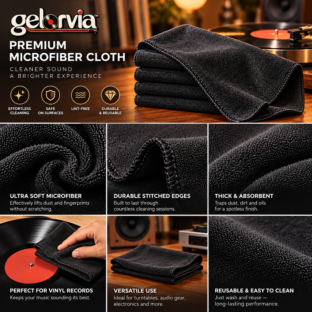 Soft Black Microfiber Record Cleaning Cloth Set — view 5