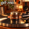 Retro Wood & Brass-Tone Record Stabilizer Weight — view 1