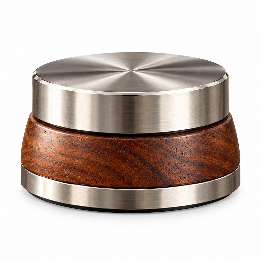 Retro Wood & Brass-Tone Record Stabilizer Weight — view 5