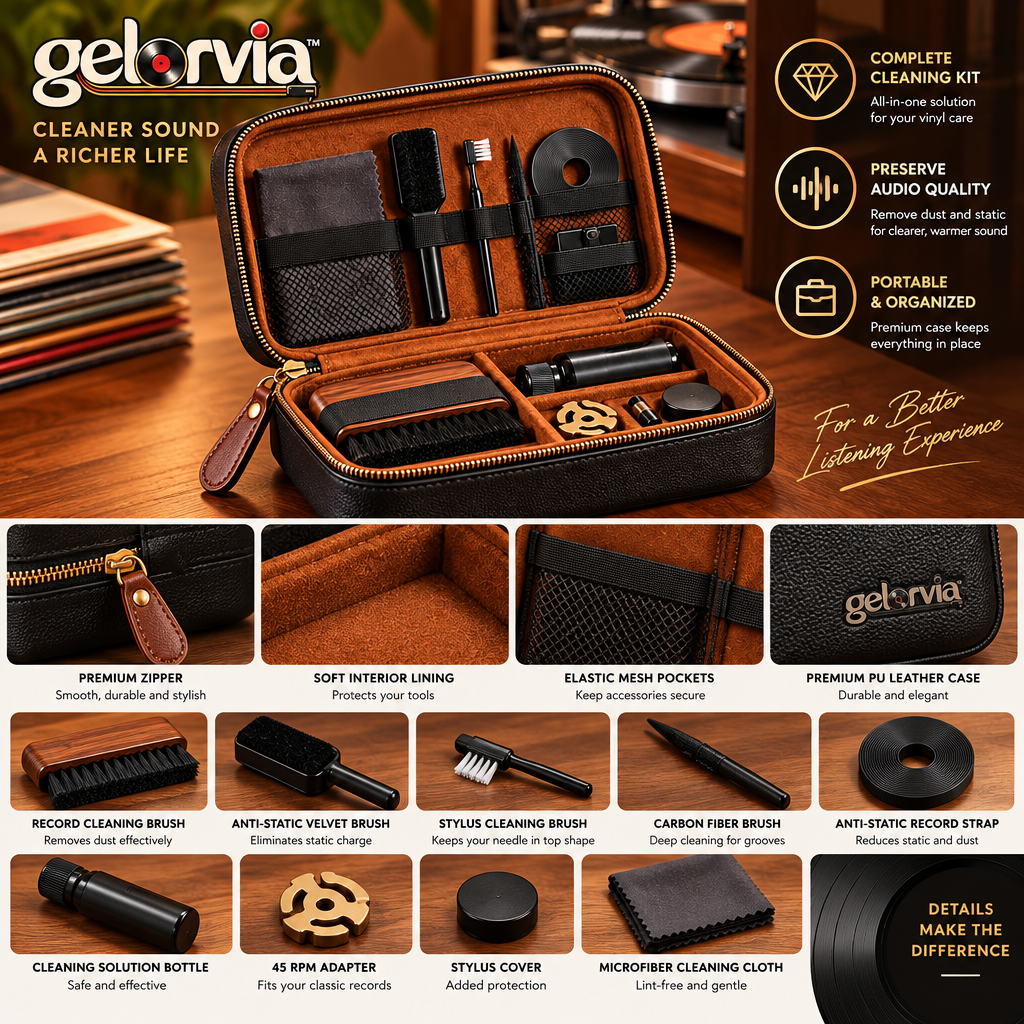 Vintage-Style Vinyl Care Accessory Organizer Case — view 3